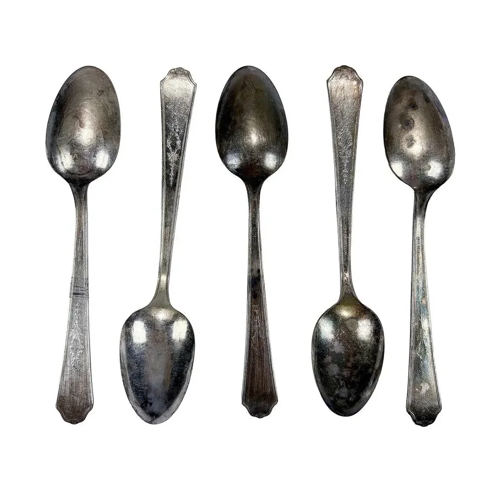 1847 Rogers Bros Ancestral Antique Silverplate Teaspoons Set of 5 Craft Upcycle